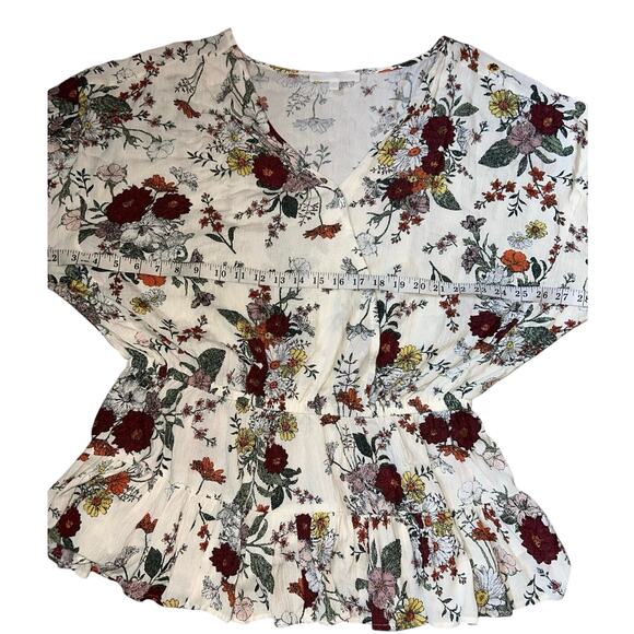Adyson Parker Floral daisy Ruffled Boho long sleeve women's rayon top size 1x - Picture 4 of 7